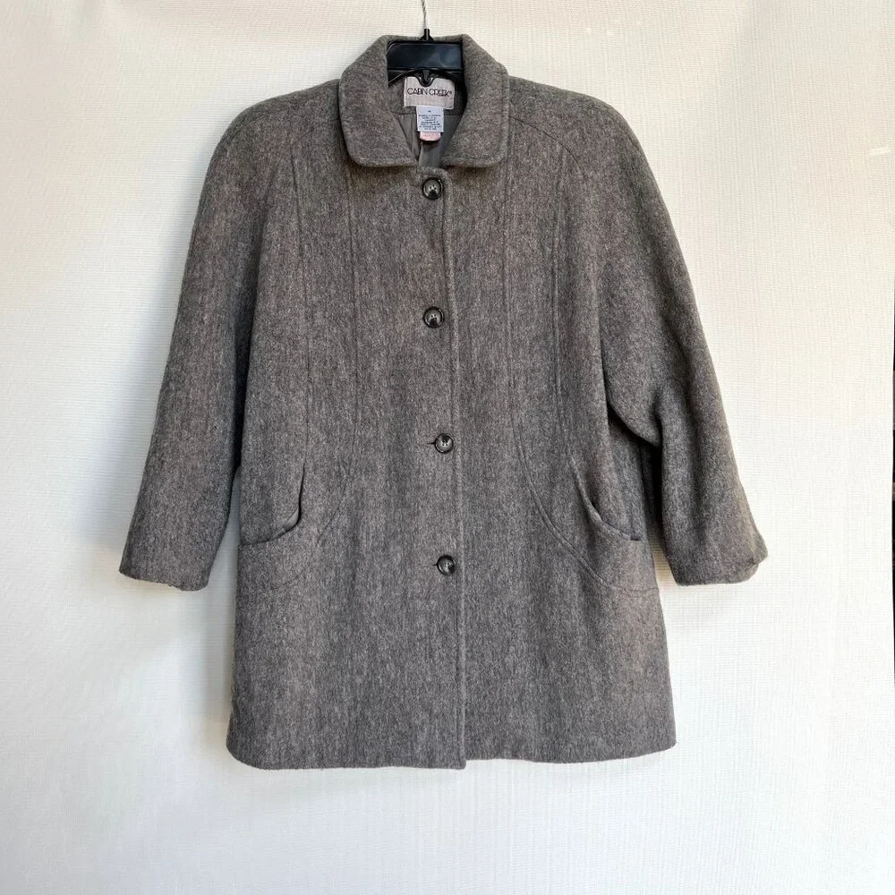 Cabin Creek Vintage Womens Gray Wool Blend Car Coat Jacket Sz 14 Preppy Career‎